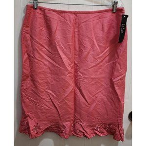 NWT Le Suit Skirt ONLY Straight Knee Length Pink Linen Blend Women's Size 16